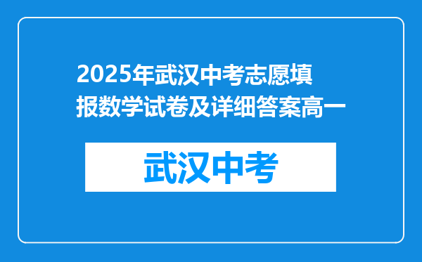 2025年武汉中考志愿填报数学试卷及详细答案高一