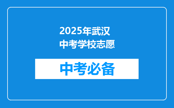 2025年武汉中考学校志愿