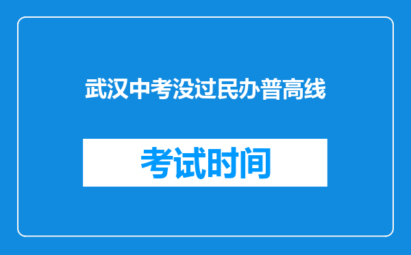 武汉中考没过民办普高线