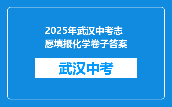 2025年武汉中考志愿填报化学卷子答案