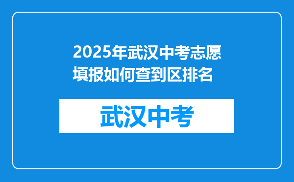 2025年武汉中考志愿填报如何查到区排名