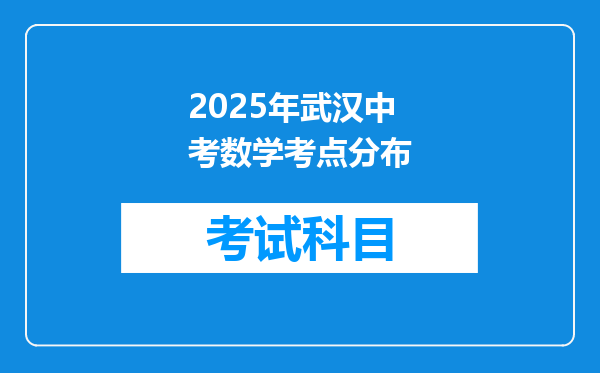 2025年武汉中考数学考点分布