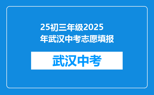 25初三年级2025年武汉中考志愿填报