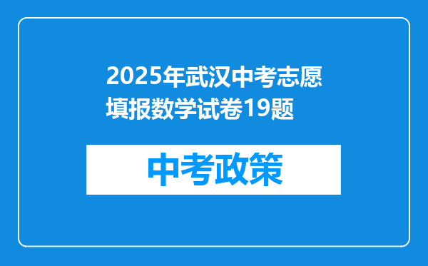 2025年武汉中考志愿填报数学试卷19题