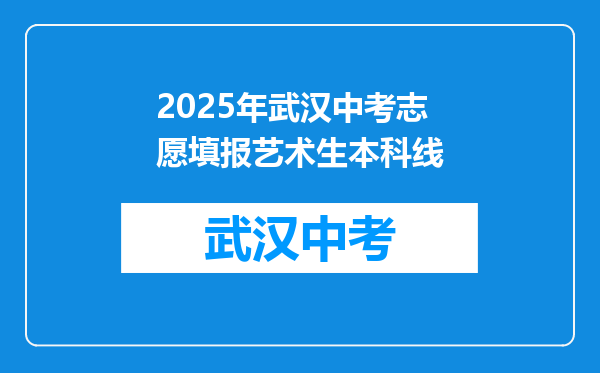 2025年武汉中考志愿填报艺术生本科线