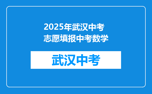 2025年武汉中考志愿填报中考数学