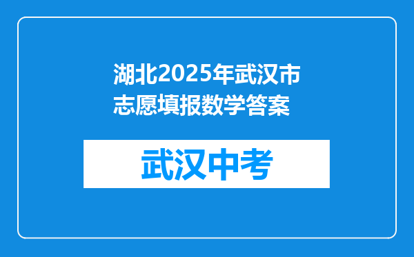 湖北2025年武汉市志愿填报数学答案