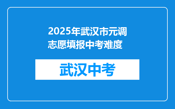 2025年武汉市元调志愿填报中考难度