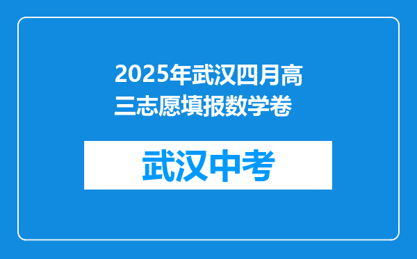 2025年武汉四月高三志愿填报数学卷