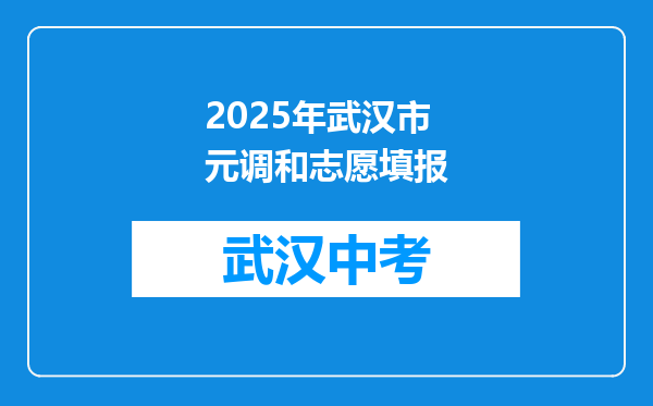 2025年武汉市元调和志愿填报