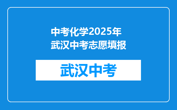 中考化学2025年武汉中考志愿填报