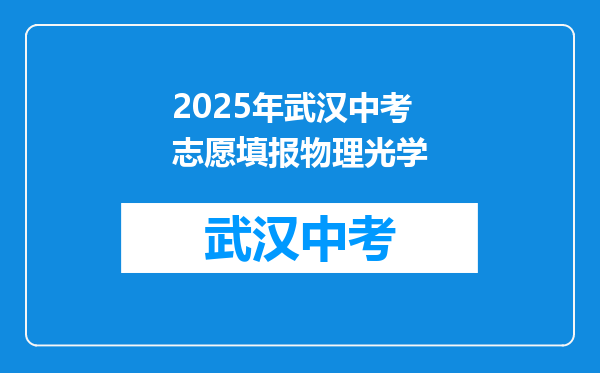 2025年武汉中考志愿填报物理光学