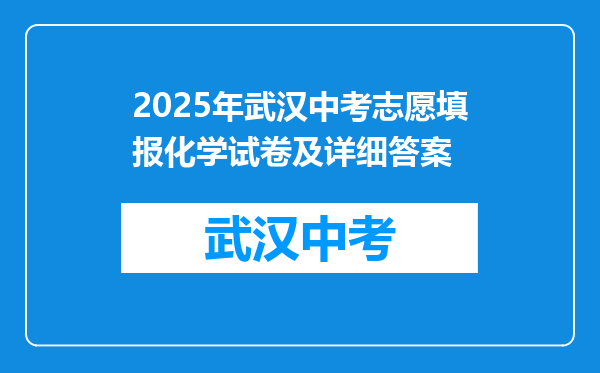 2025年武汉中考志愿填报化学试卷及详细答案