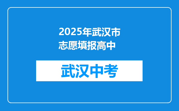 2025年武汉市志愿填报高中