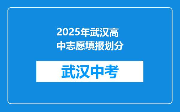 2025年武汉高中志愿填报划分
