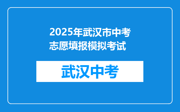 2025年武汉市中考志愿填报模拟考试
