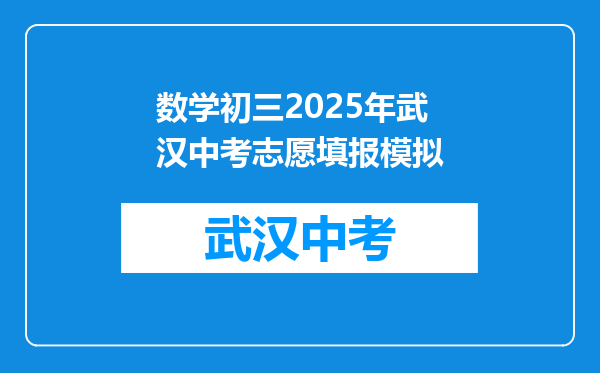 数学初三2025年武汉中考志愿填报模拟