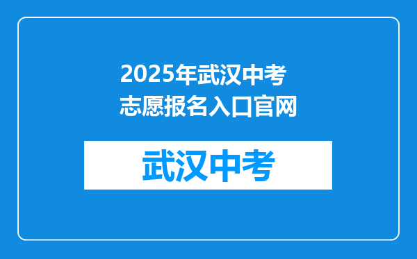 2025年武汉中考志愿报名入口官网