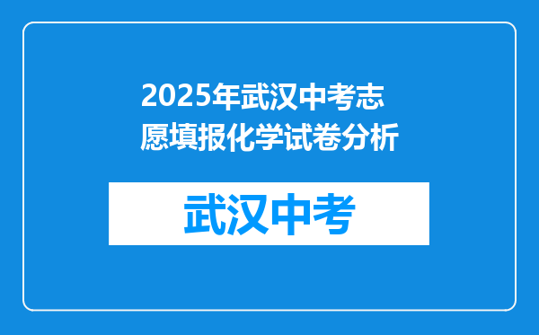 2025年武汉中考志愿填报化学试卷分析