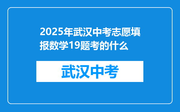 2025年武汉中考志愿填报数学19题考的什么