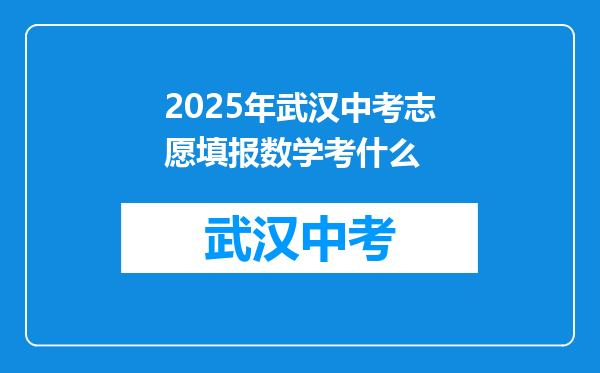 2025年武汉中考志愿填报数学考什么