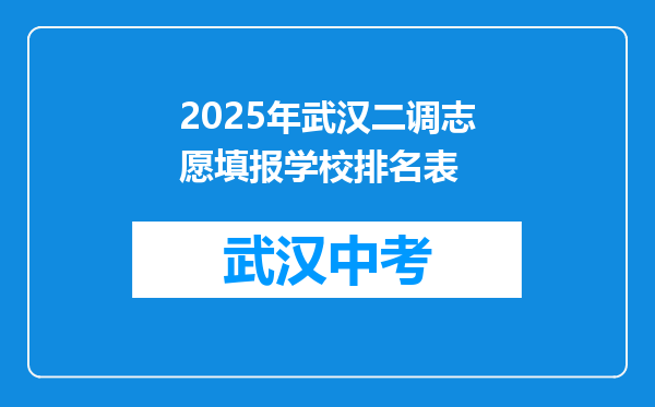 2025年武汉二调志愿填报学校排名表