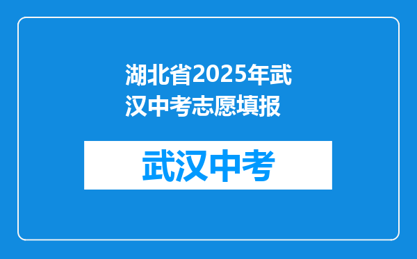 湖北省2025年武汉中考志愿填报