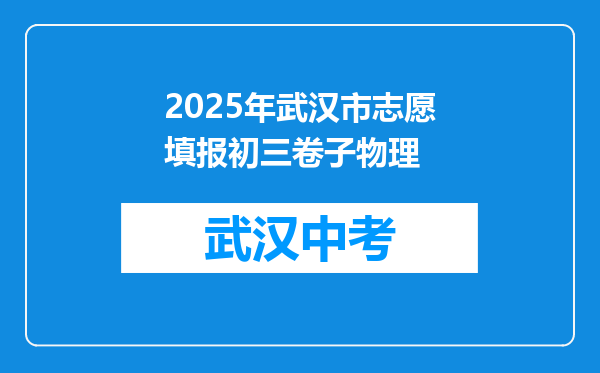 2025年武汉市志愿填报初三卷子物理