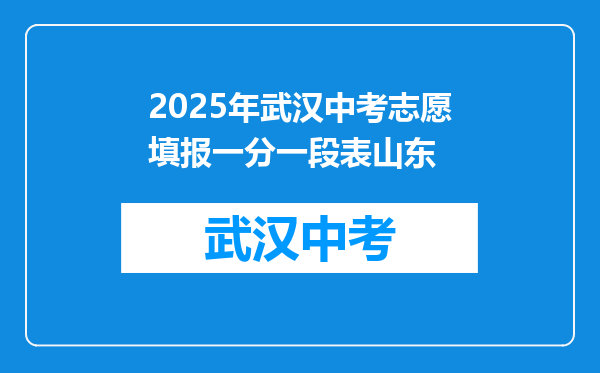 2025年武汉中考志愿填报一分一段表山东