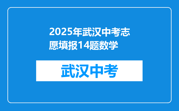 2025年武汉中考志愿填报14题数学