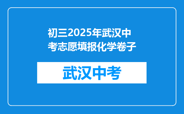 初三2025年武汉中考志愿填报化学卷子