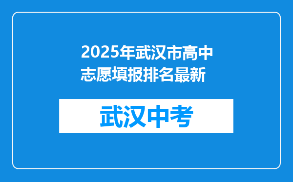 2025年武汉市高中志愿填报排名最新