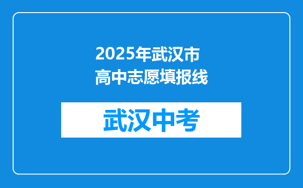 2025年武汉市高中志愿填报线