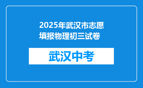2025年武汉市志愿填报物理初三试卷