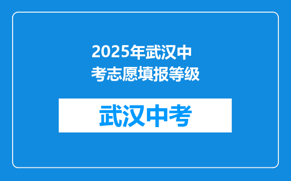 2025年武汉中考志愿填报等级