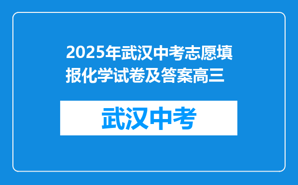 2025年武汉中考志愿填报化学试卷及答案高三