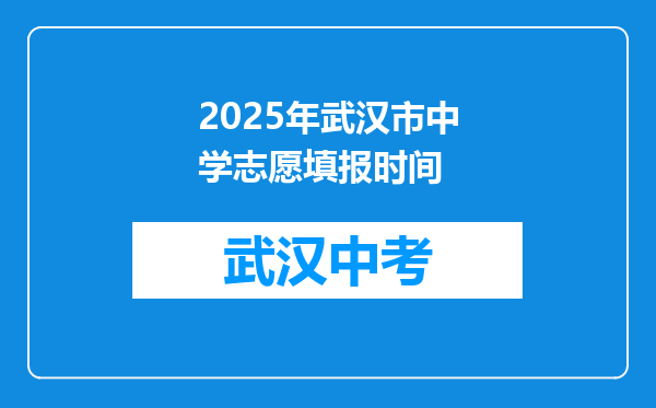 2025年武汉市中学志愿填报时间