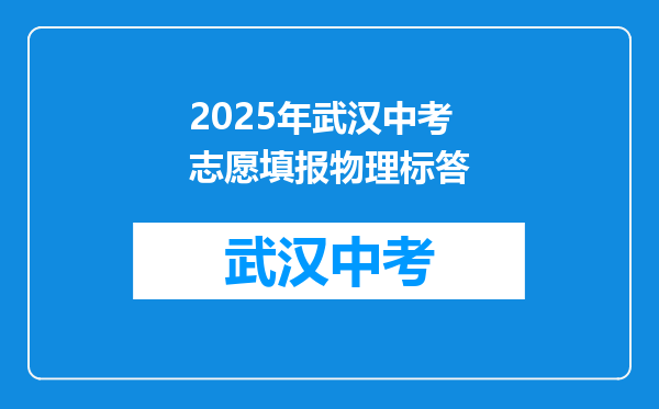 2025年武汉中考志愿填报物理标答