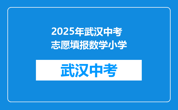 2025年武汉中考志愿填报数学小学