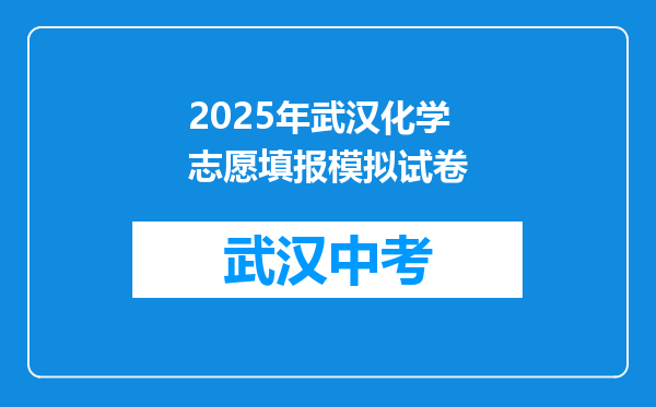 2025年武汉化学志愿填报模拟试卷
