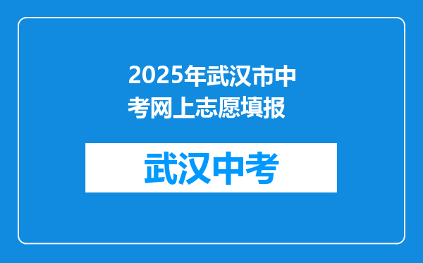 2025年武汉市中考网上志愿填报