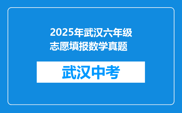 2025年武汉六年级志愿填报数学真题