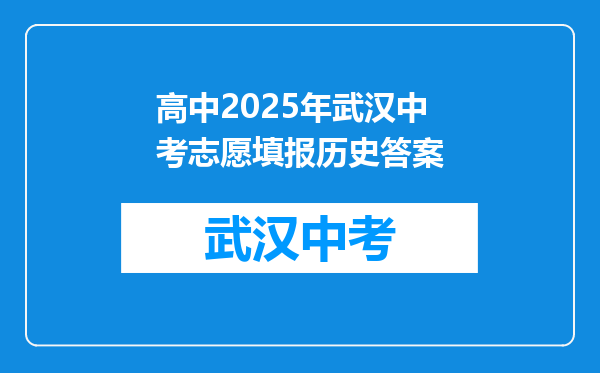 高中2025年武汉中考志愿填报历史答案