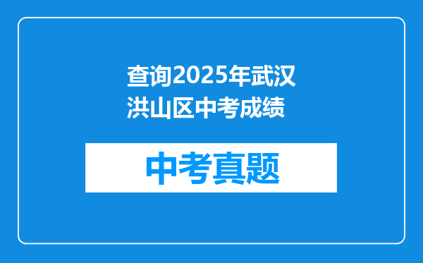 查询2025年武汉洪山区中考成绩