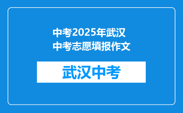 中考2025年武汉中考志愿填报作文