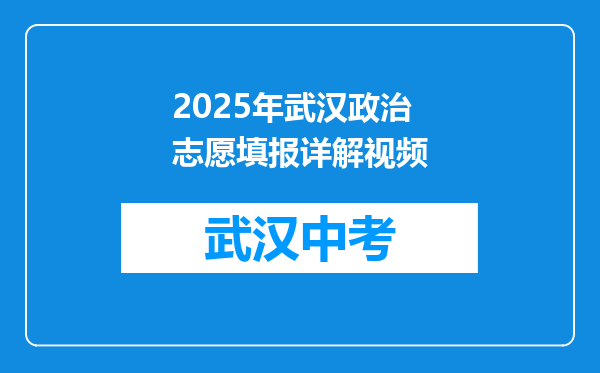 2025年武汉政治志愿填报详解视频