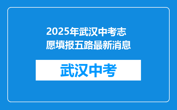 2025年武汉中考志愿填报五路最新消息