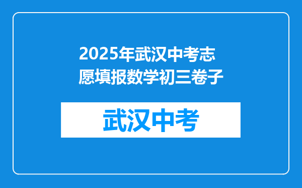 2025年武汉中考志愿填报数学初三卷子