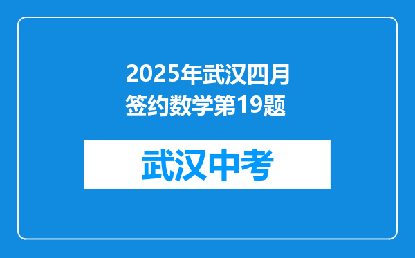 2025年武汉四月签约数学第19题