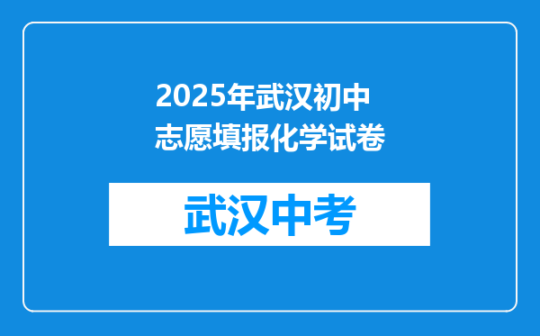 2025年武汉初中志愿填报化学试卷